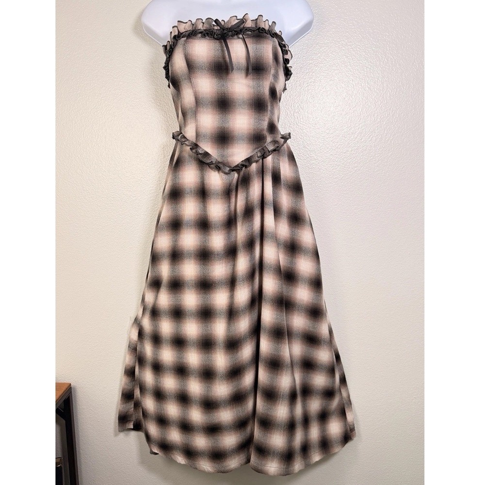 Kimchi Blue Urban Outfitters Andy Plaid Strapless Midi Dress Women's Small